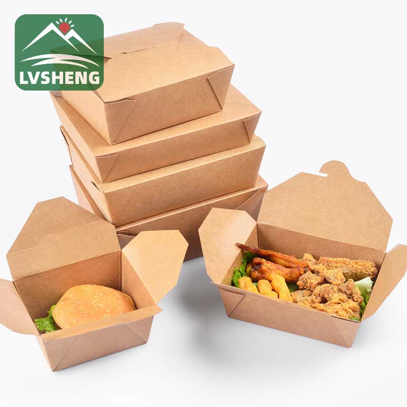 တခါသုံး Take Away Kraft Paper Meal Box