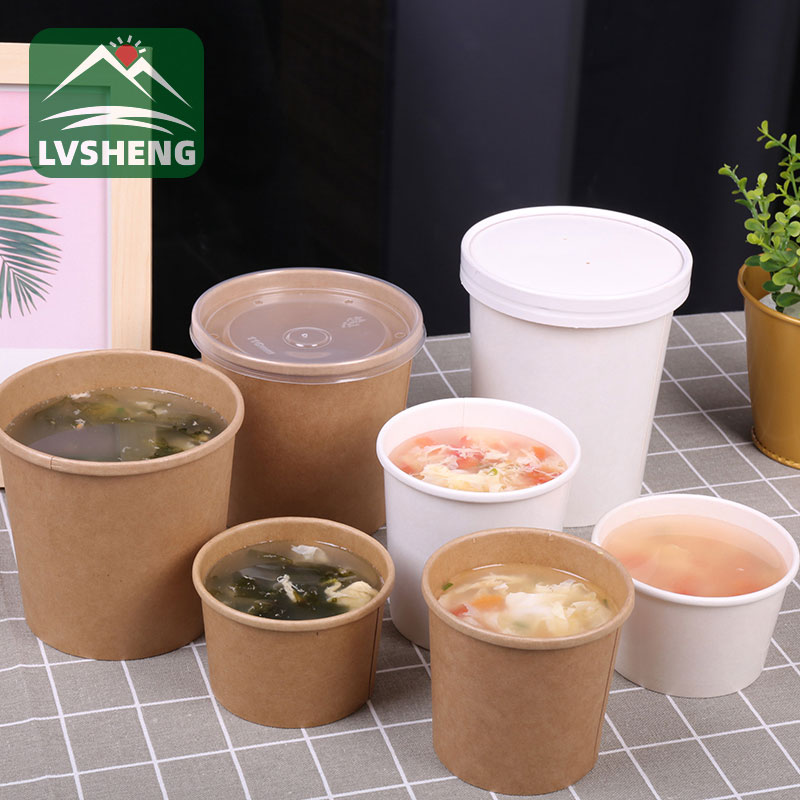 Hot Kraft Paper Soup Bowls Cups