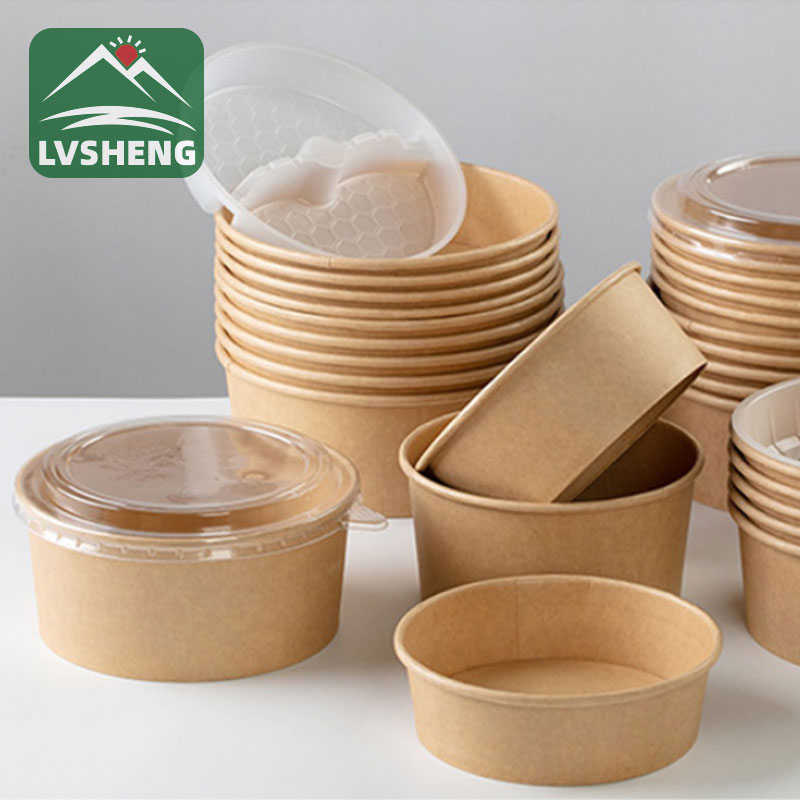 ခုံးနှင့်အတူစက္ကူပန်းကန်လုံး 24oz နှင့်အတူစက္ကူဘူး